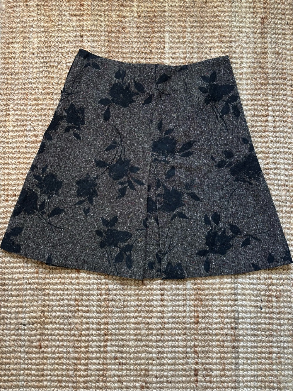 Heart Moon Star Charcoal Gray Floral A-Line Skirt